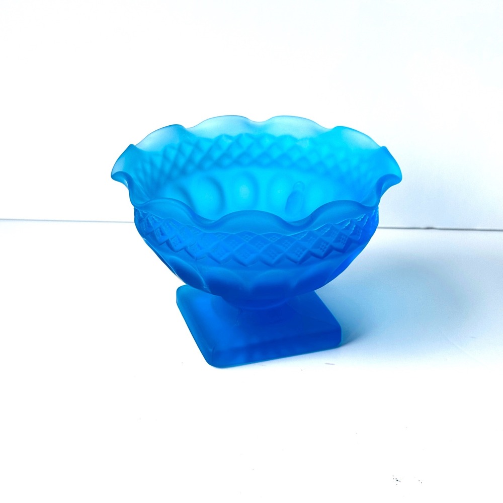 Vintage Westmoreland Mist Peacock Blue Fairy Lamp Base Satin Glass Pedestal
